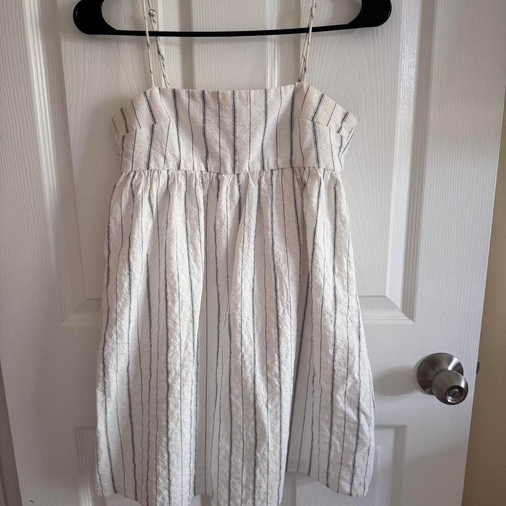 Zara Women's White and Cream Dress with Built In Hidden Shorts Romper
